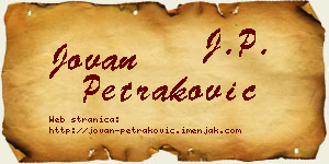 Jovan Petraković vizit kartica